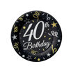 Picture of 40TH BIRTHDAY BLACK & GOLD PLATES 18CM 6 PACK